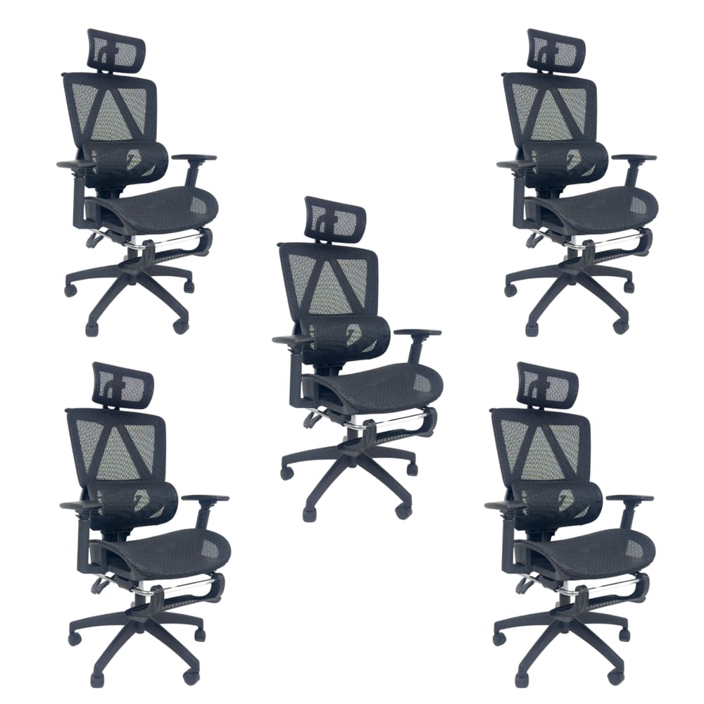 Kit 5 Cadeiras de Escritório Presidente Executiva Oficial Titan Preto