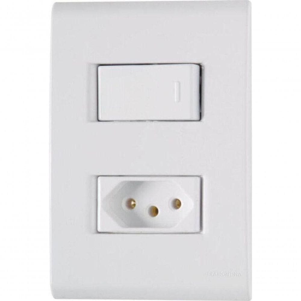 Conjunto 4x2 1 Interruptor Simples 10 A 250 V 1 Tomada 2p+t 10 A 250 V Tramontina Liz