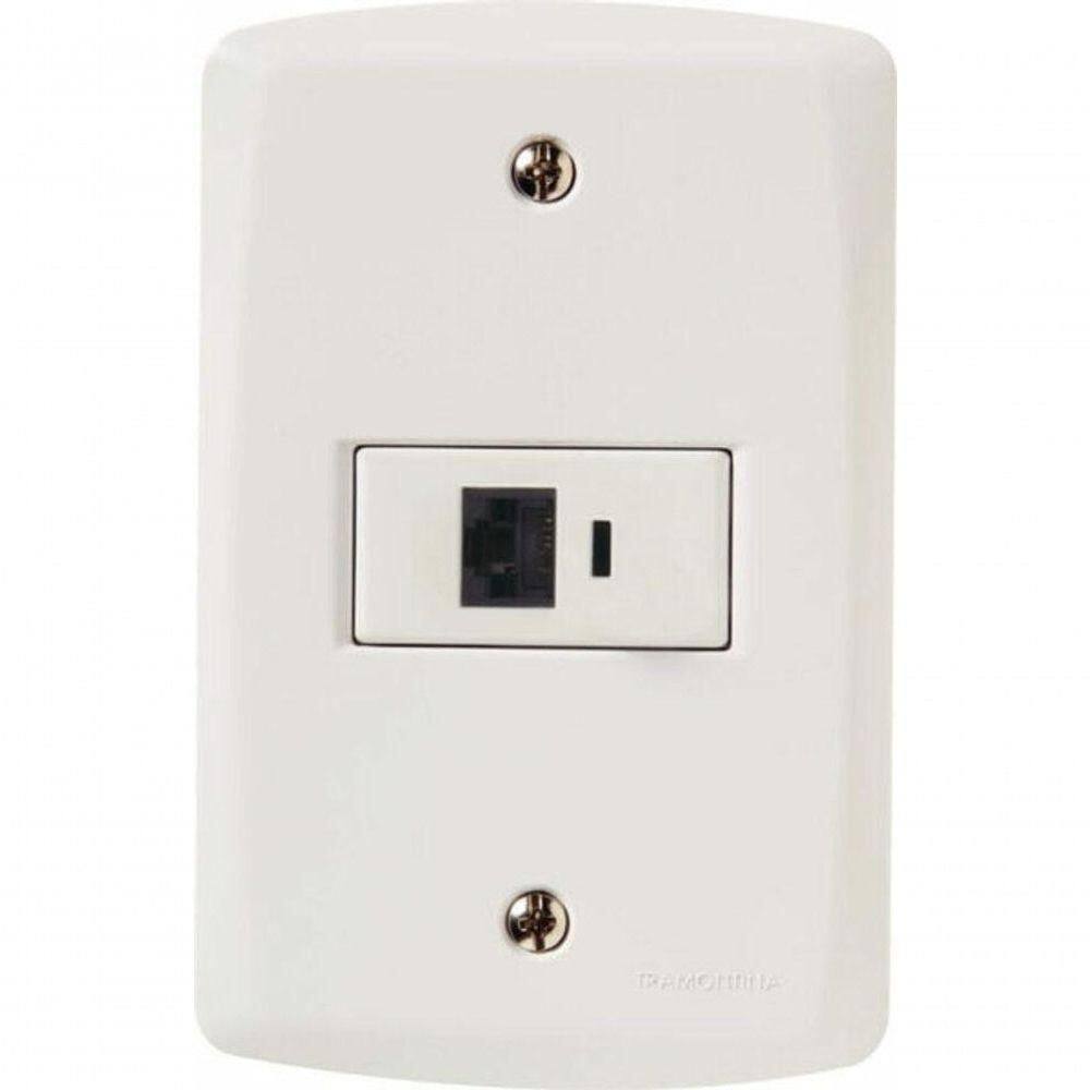 Conjunto 4x2 Com 1 Tomada Rj45 Cat. 6 Tramontina Lux2 Branco