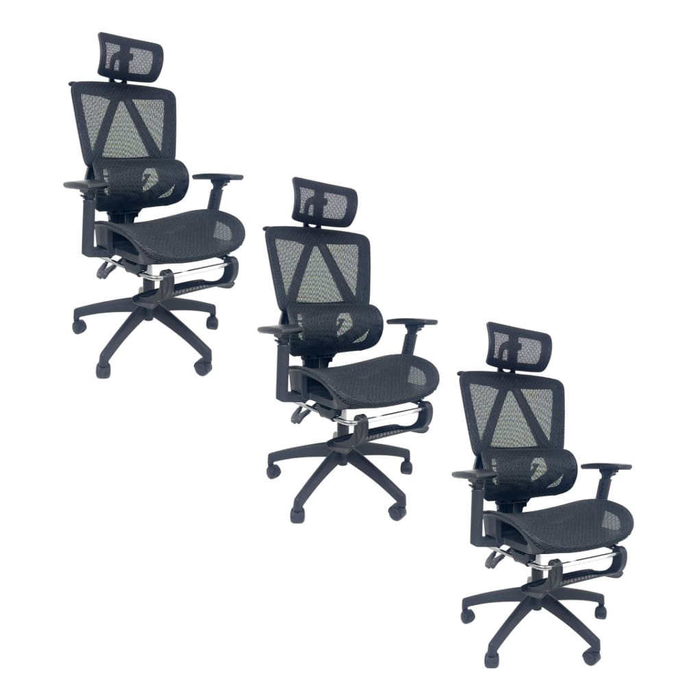 Kit 3 Cadeiras de Escritório Presidente Executiva Oficial Titan Preto