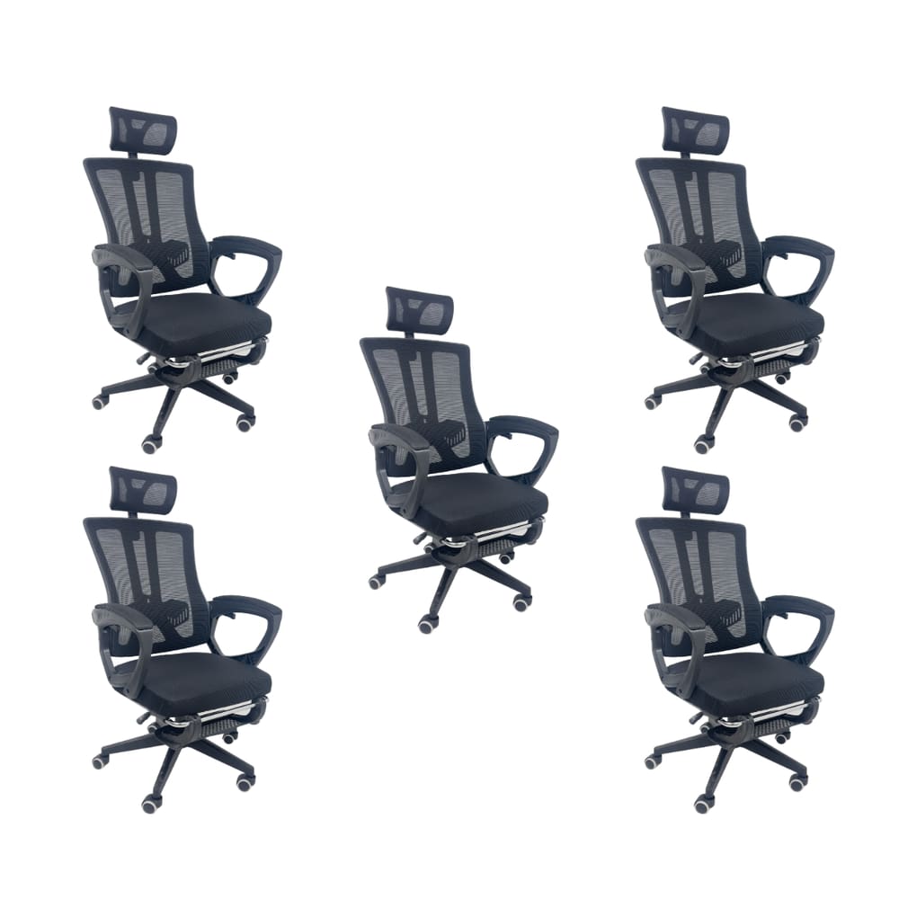 Kit 5 Cadeiras de Escritório Presidente Executiva Oficial Paris Preto