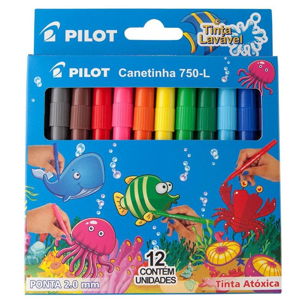 Caneta hidrográfica Color 750 L com 12 cores Pilot