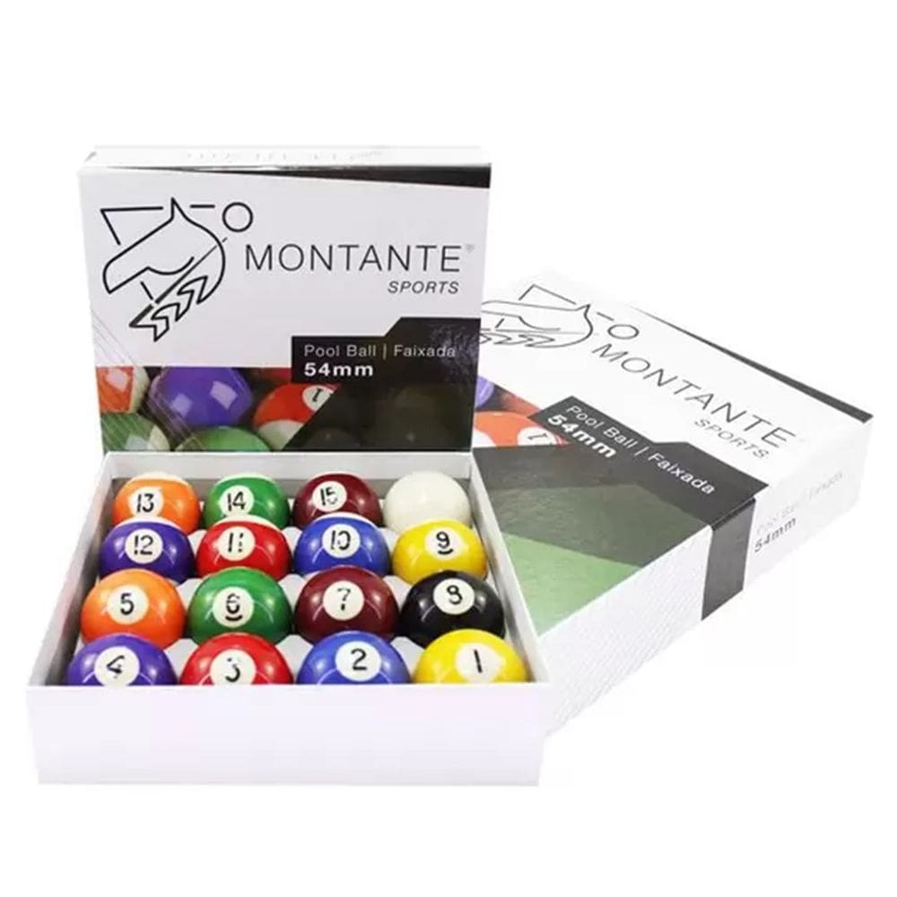 Jogo de Bolas Bilhar Pool Numeradas Faixada Montante 54 mm