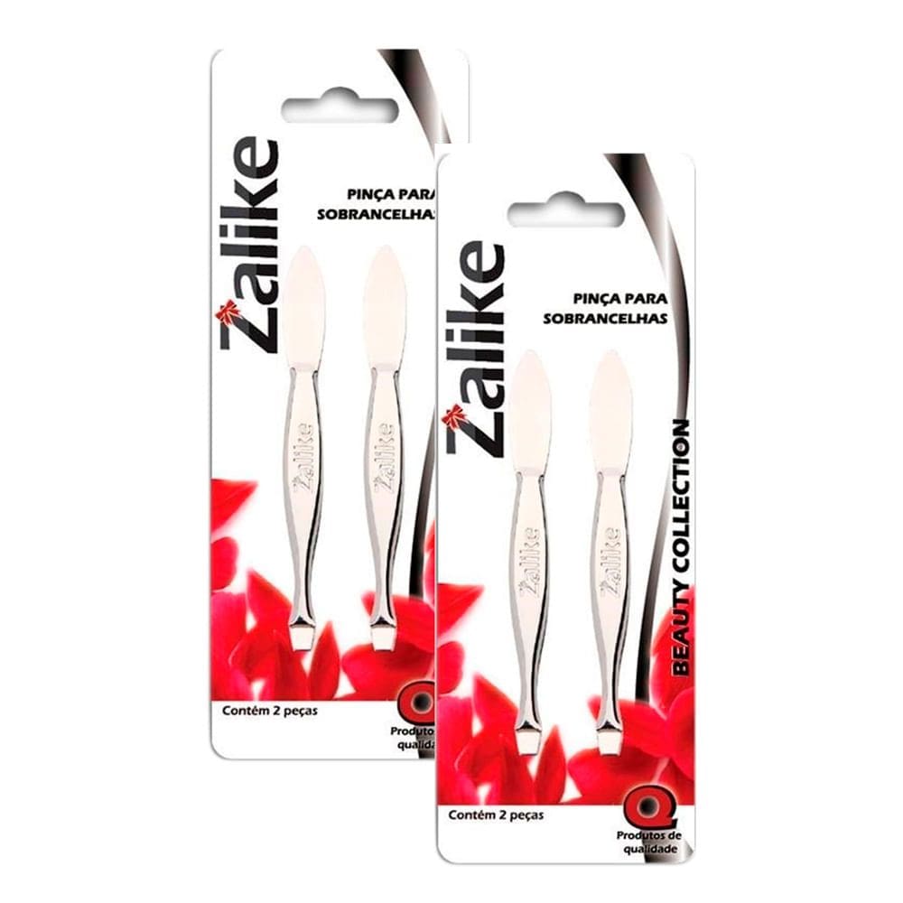 Kit 2 Pinça Zalike Beauty Collection Ref: 822 com 2 Unidades