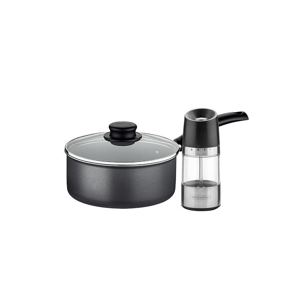 Panela Turim Alumínio Antiaderente 18cm 1,4l Ptc + Moedor de Sal e Pimenta Pequeno - Tramontina