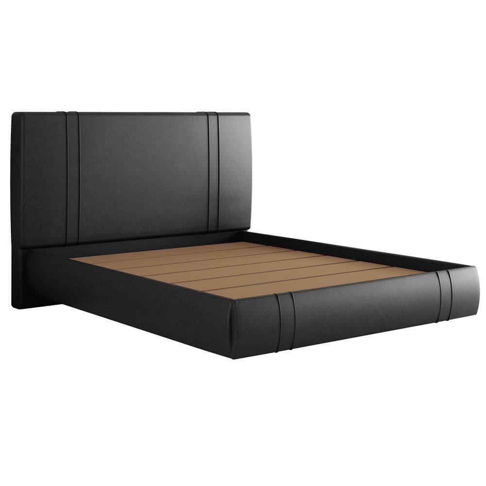 Cama Queen Flutuante Com Cabeceira 160cm Astra S04 Couríssimo Preto - Lyam Decor