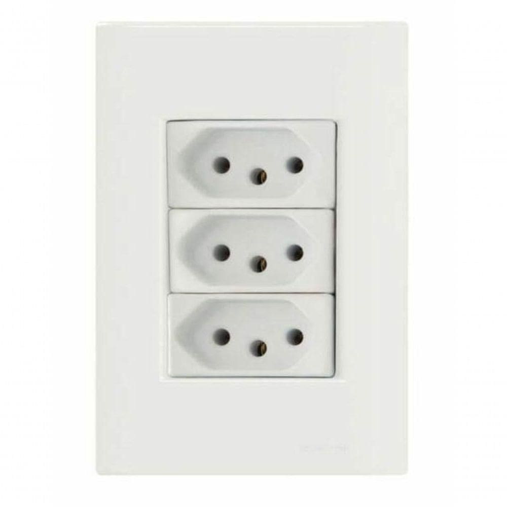 Conjunto 4x2 Com 3 Tomadas 2p+t 20 A 250 V Tramontina Giz Branco