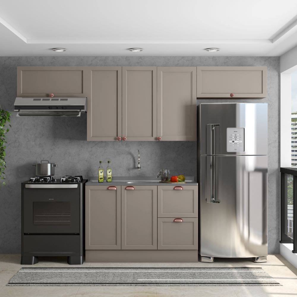 Composição Cozinha Modulada Olivia 4 Peças 7 Portas para Pia Poliman Móveis