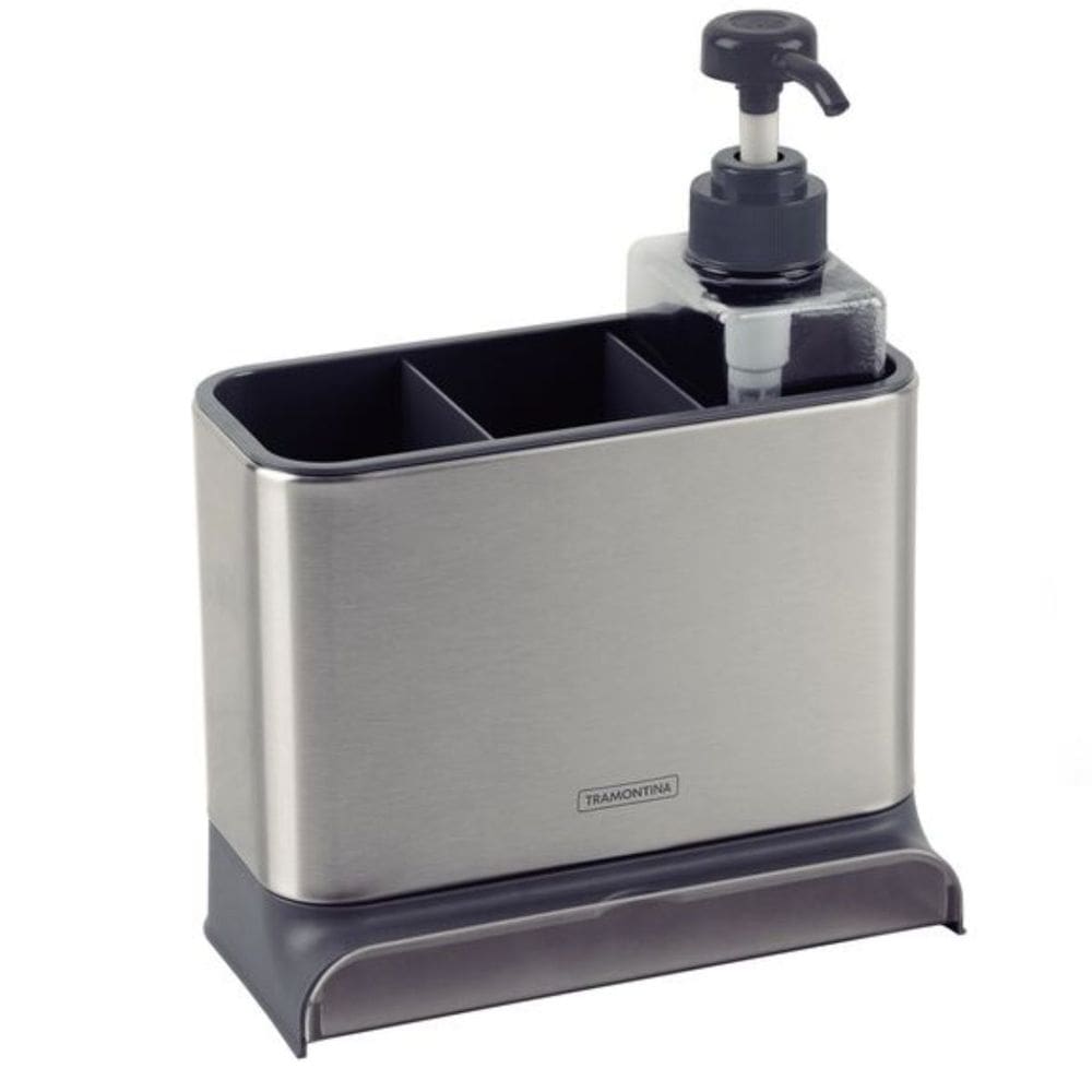 Organizador Pia Bandeja Coletora Plurale Porta Detergente 370ml Aço Inox Tramontina