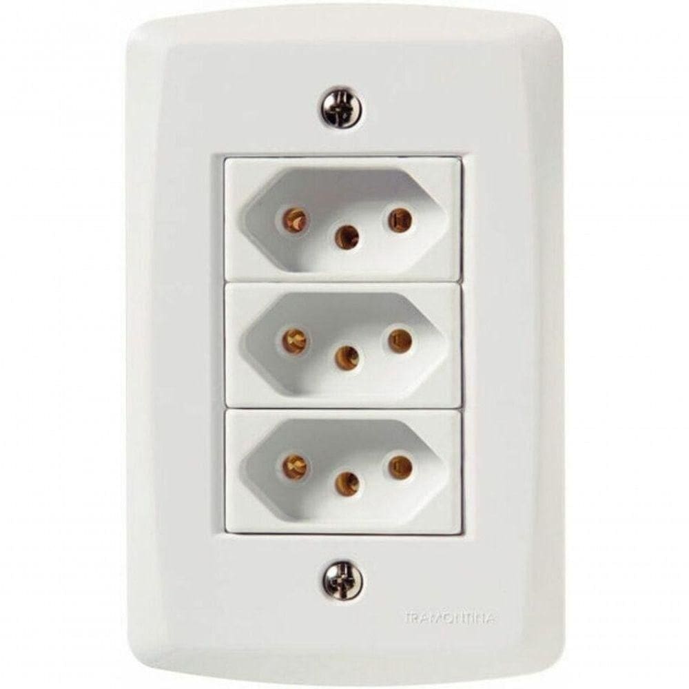 Conjunto 4x2 3 Tomadas 2p+t 10 A 250 V Tramontina Lux2 Branco