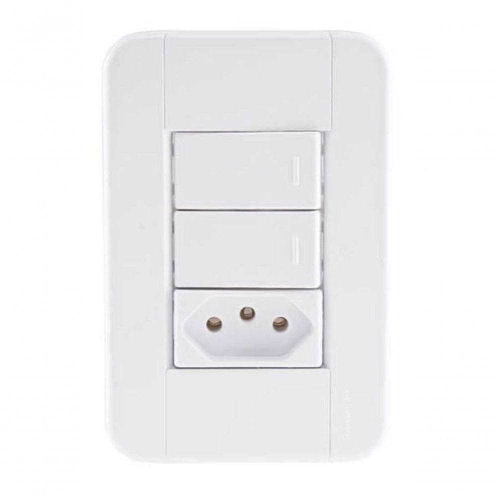 Conjunto 4x2 2 Interruptores Paralelos 10 A 250 V 1 Tomada 2p+t 10 A 250 V Tramontina Tablet