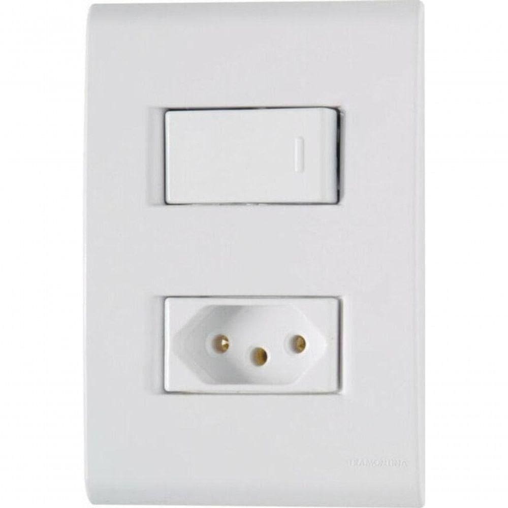 Conjunto 4x2 1 Interruptor Simples 10 A 250 V 1 Tomada 2p+t 20 A 250 V Tramontina Liz