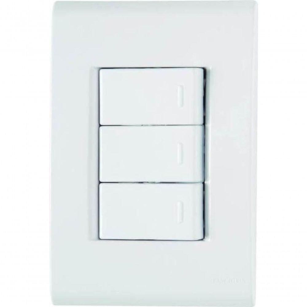 Conjunto 4x2 3 Interruptores Paralelos Tramontina Liz 10 A 250 V Branco