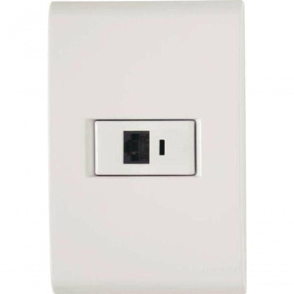 Conjunto 4x2 1 Tomada Telefone Rj11 Tramontina Liz Branco
