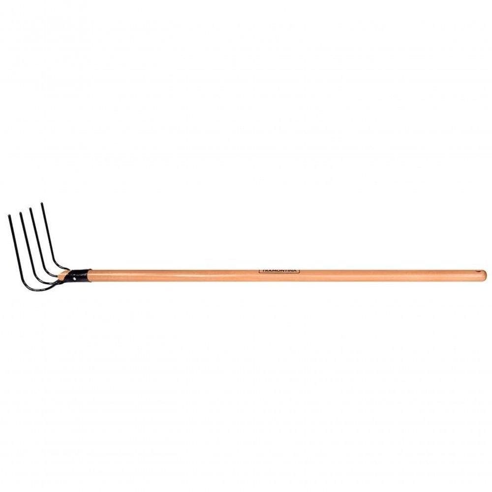 Forcado Curvo De Arame Tramontina 4 Dentes Com Cabo De Madeira 120cm