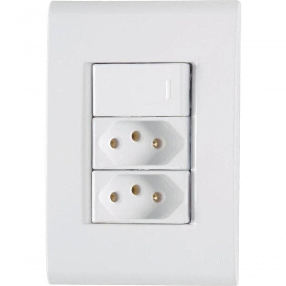 Conjunto 4x2 1 Interruptor Simples 10 A 250 V 2 Tomadas 2p+t 20 A 250 V Tramontina Liz