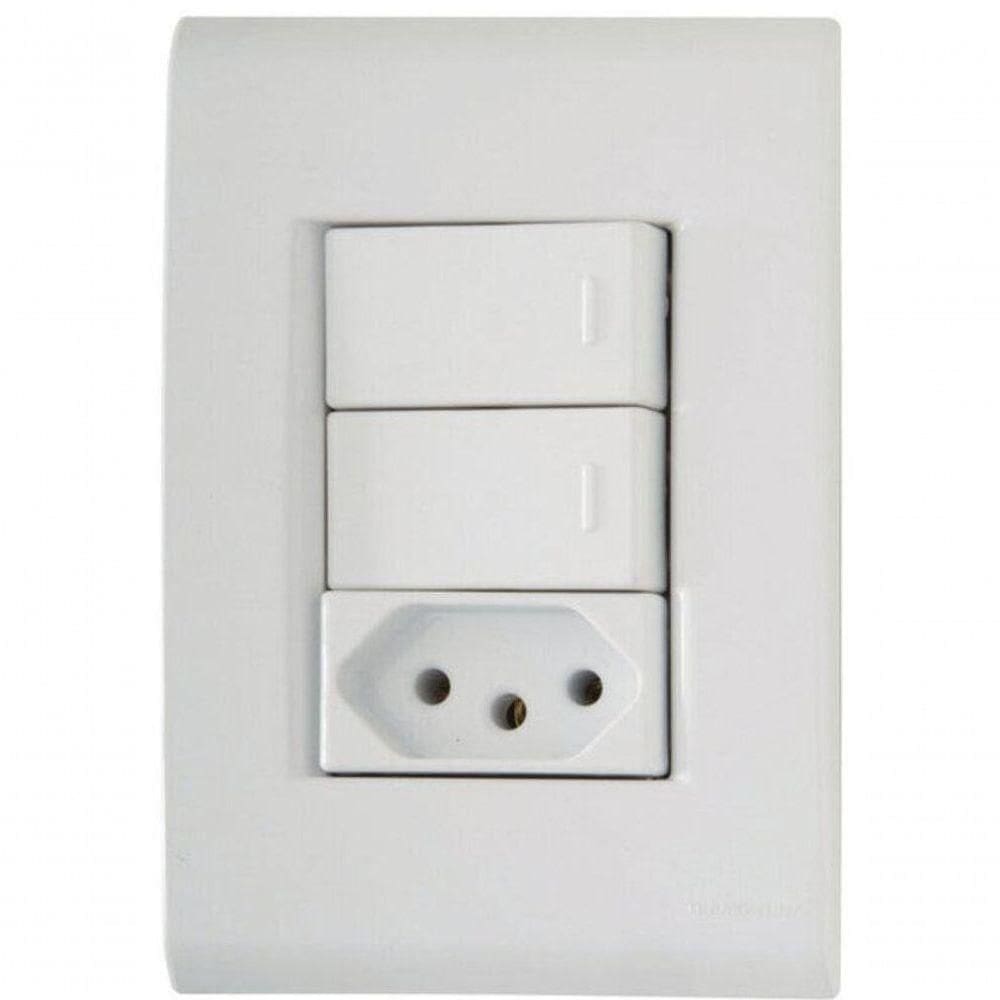 Conjunto 4x2 2 Interruptores Simples 10 A 250 V 1 Tomada 2p+t 20 A 250 V Tramontina Liz