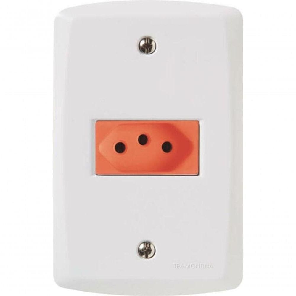 Conjunto 4x2 Com 1 Tomada 2p+t 20 A 250 V Tramontina Lux2 Vermelho E Branco