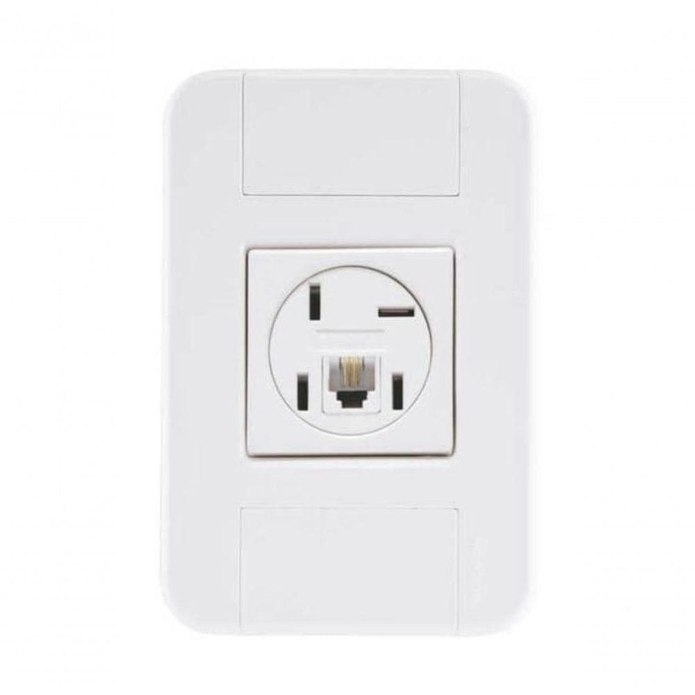 Conjunto 4x2 1 Tomada Telefone 4p E Rj11 Tramontina Tablet Branco