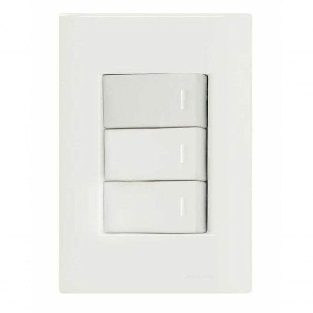 Conjunto 4x2 3 Interruptores Simples 10 A 250 V Tramontina Giz Branco