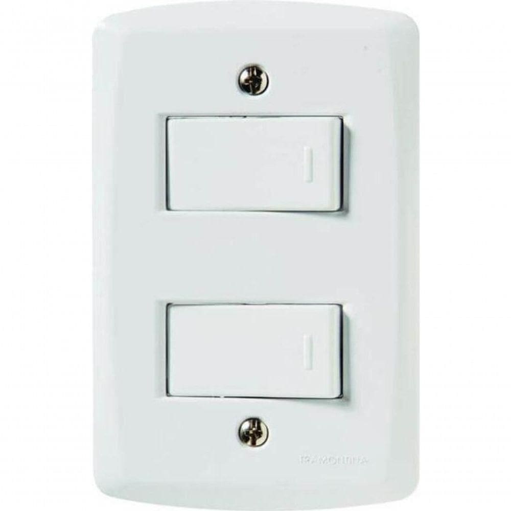 Conjunto 4x2 Com 2 Interruptores Simples 10 A 250 V Tramontina Lux2 Branco