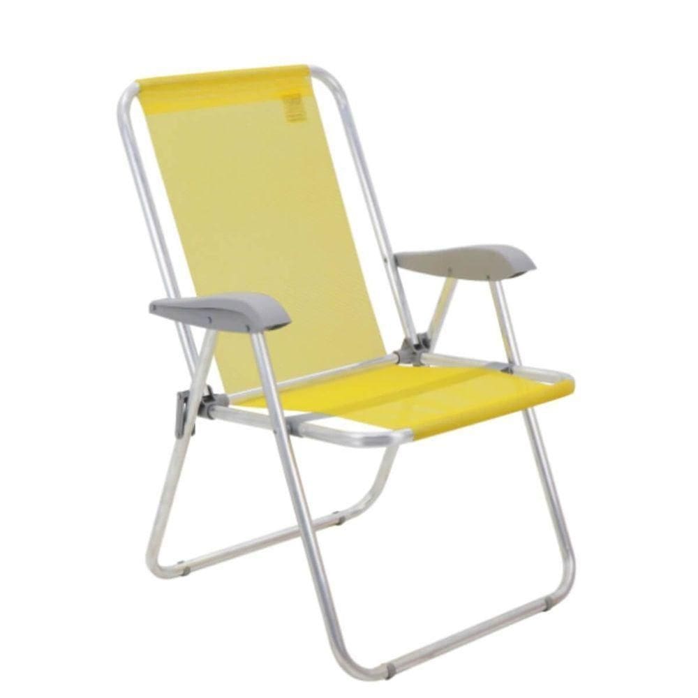 Cadeira De Praia Tramontina Creta Master Em Alumínio Com Assento Amarelo