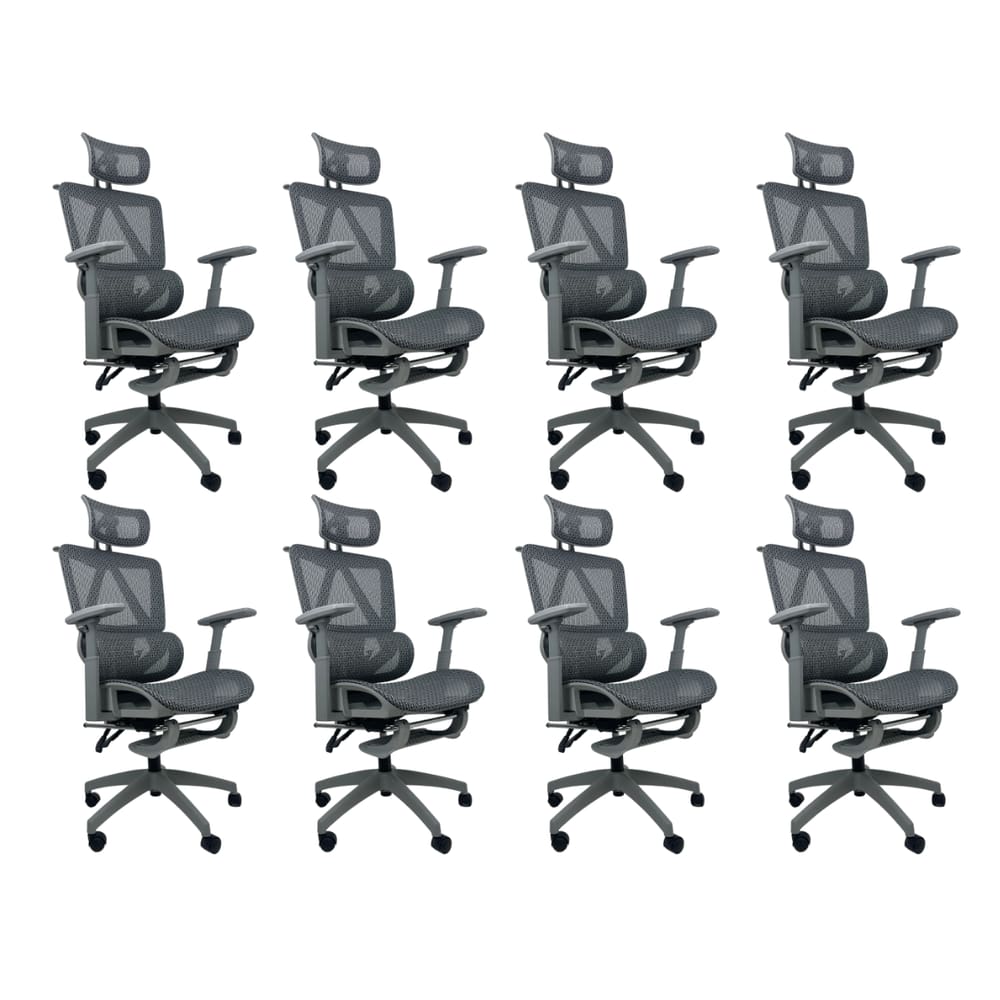 Kit 8 Cadeiras de Escritório Presidente Executiva Oficial Titan Cinza