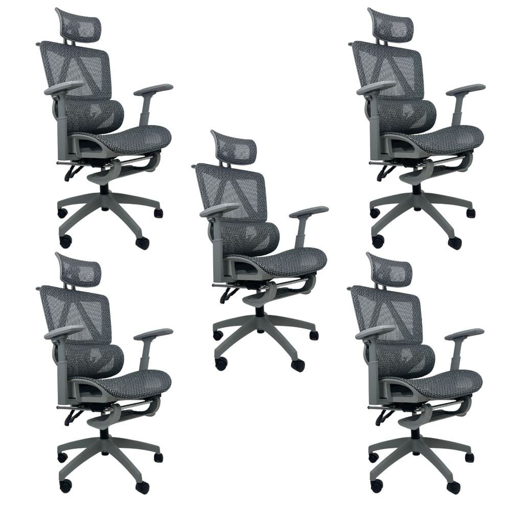 Kit 5 Cadeiras de Escritório Presidente Executiva Oficial Titan Cinza