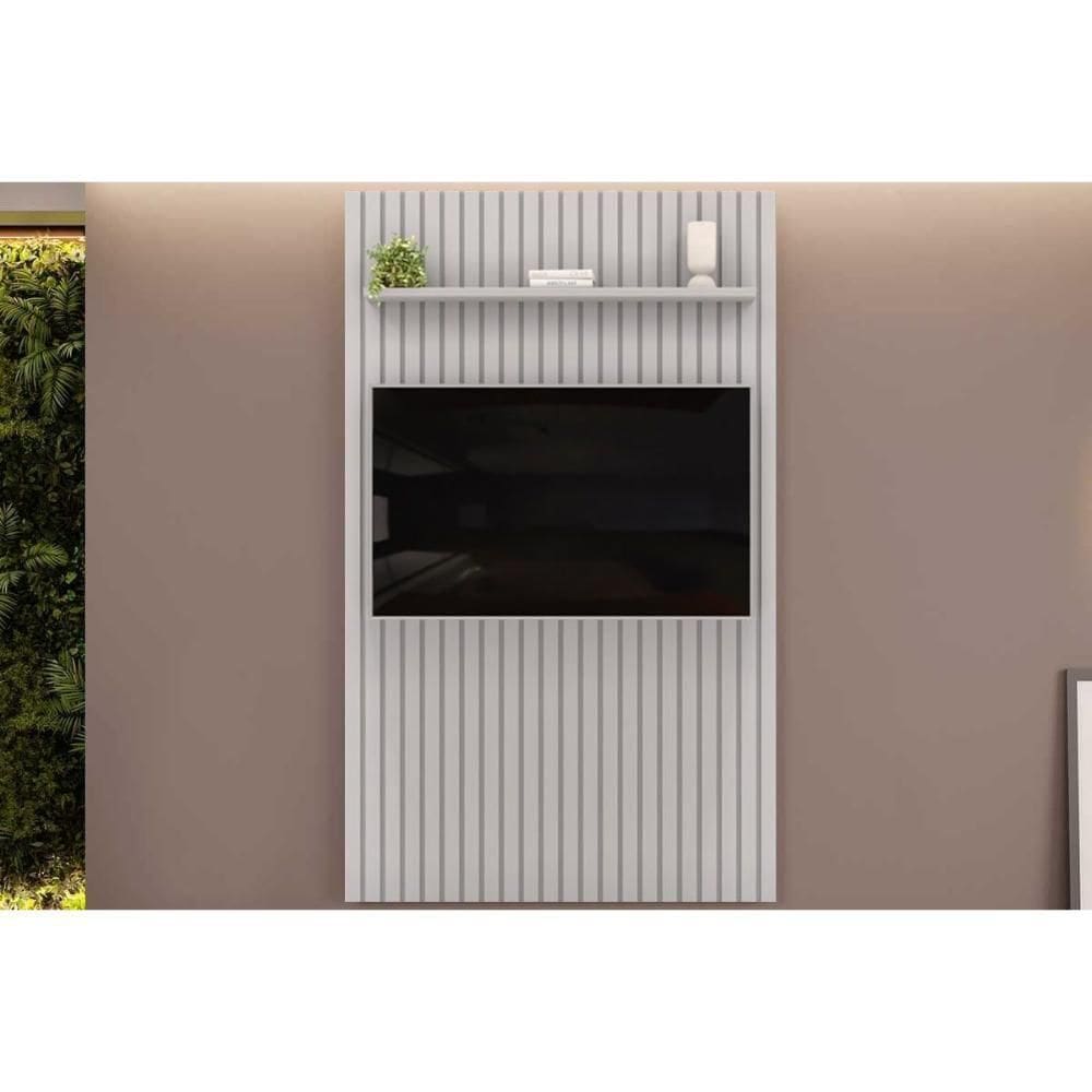 Painel Quarto P/ Tv Até 55 Pol Pratic Ripado C/ 1 Prateleira 143x240cm Bali - Dj Móveis