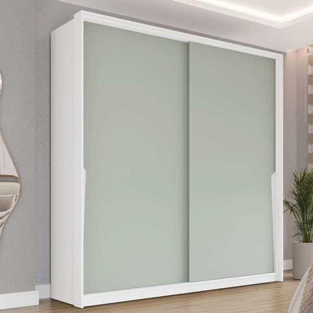 Guarda Roupa 2 Portas De Correr E 2 Gavetas Porto Branco/verde - Politorno