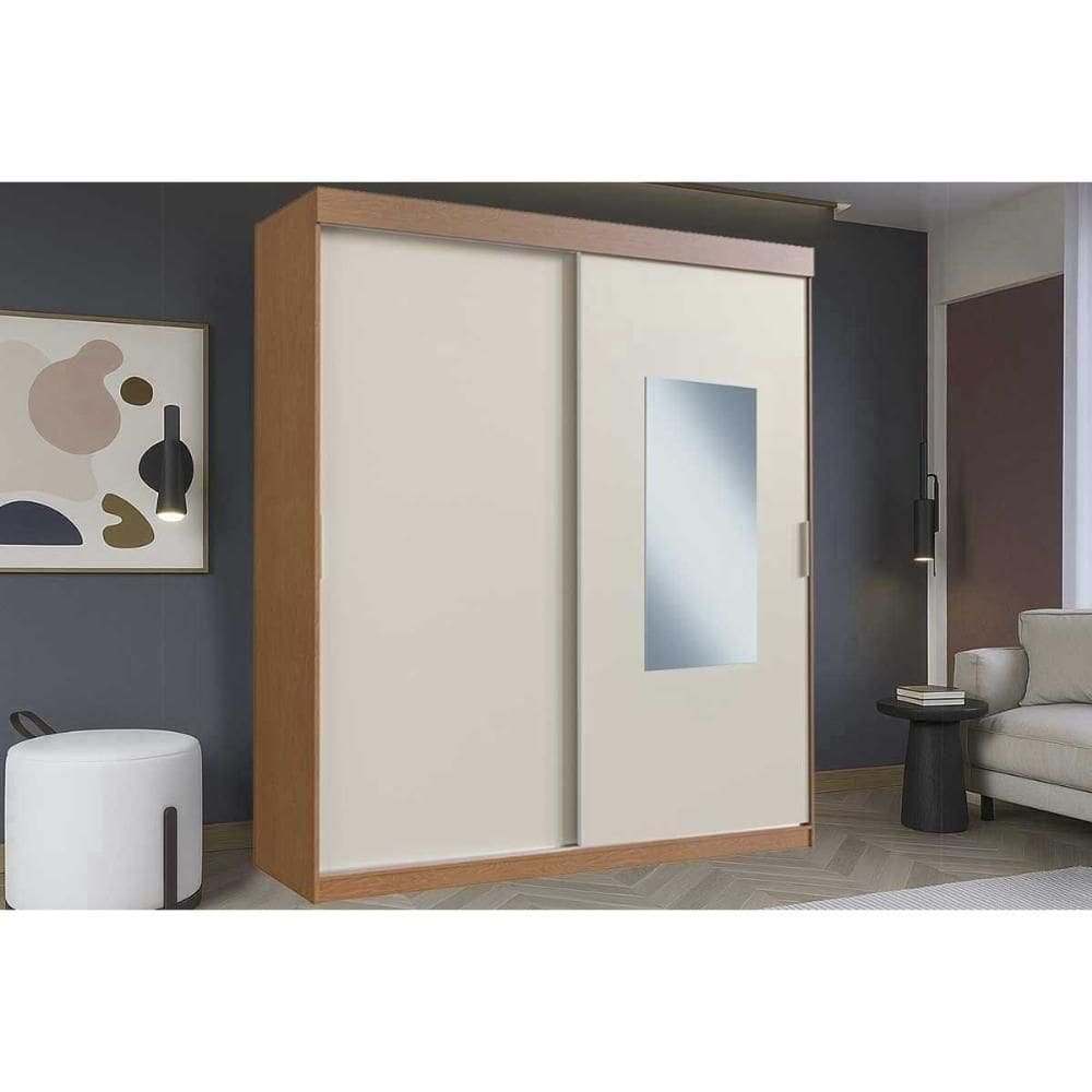 Guarda Roupa Casal 2 Portas De Correr (1 C/ Espelho) E 2 Gavetas Ph 16932 Carvalho Vermontt/off White - Herval