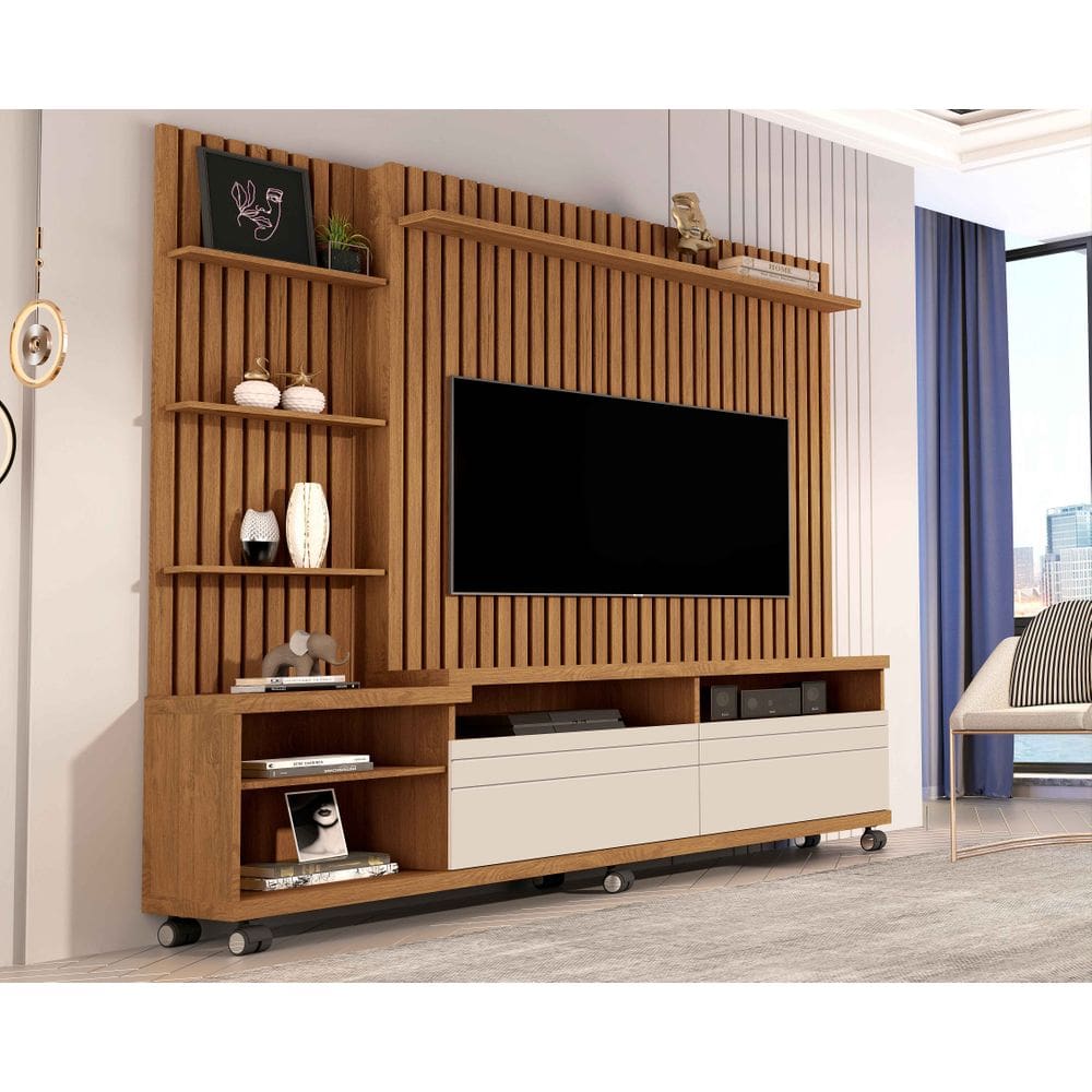 Estante Home Para Tv até 60 Polegadas Nobre 180cm Freijó com OffWhite - Rede Móveis
