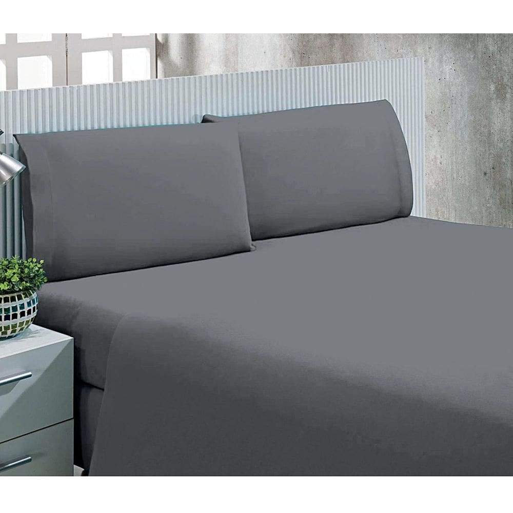 Lençol com Elástico Solteiro Microfibra Andreza Cinza