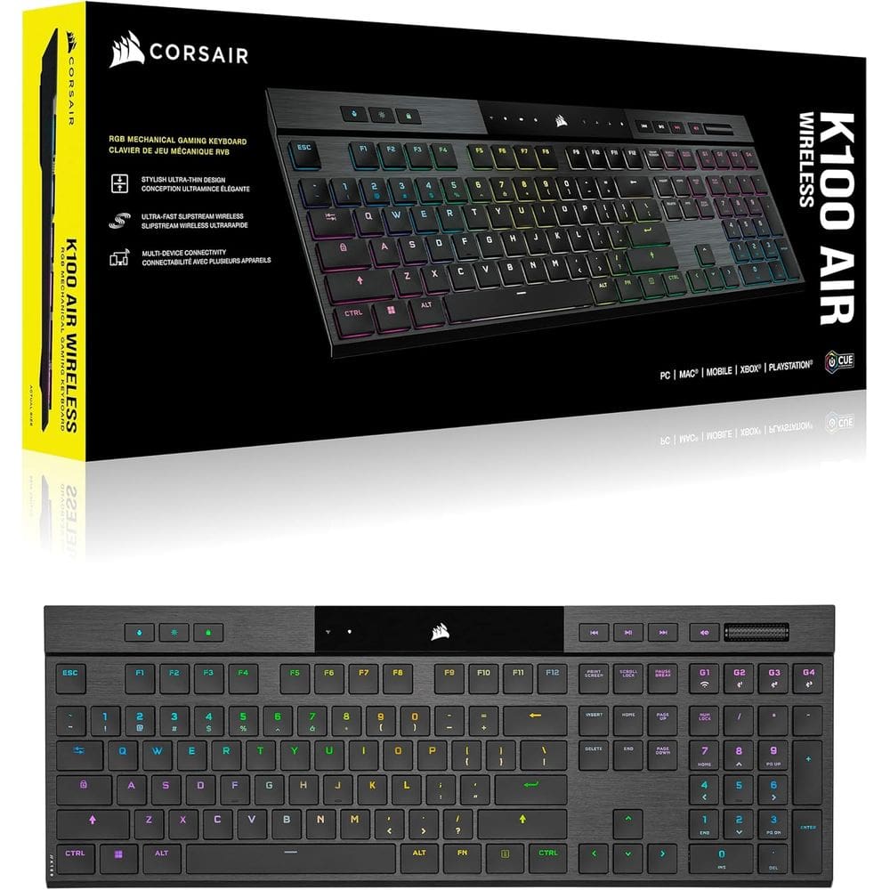 Teclado Gamer Corsair K100 Air RGB Cherry MX Sem Fio