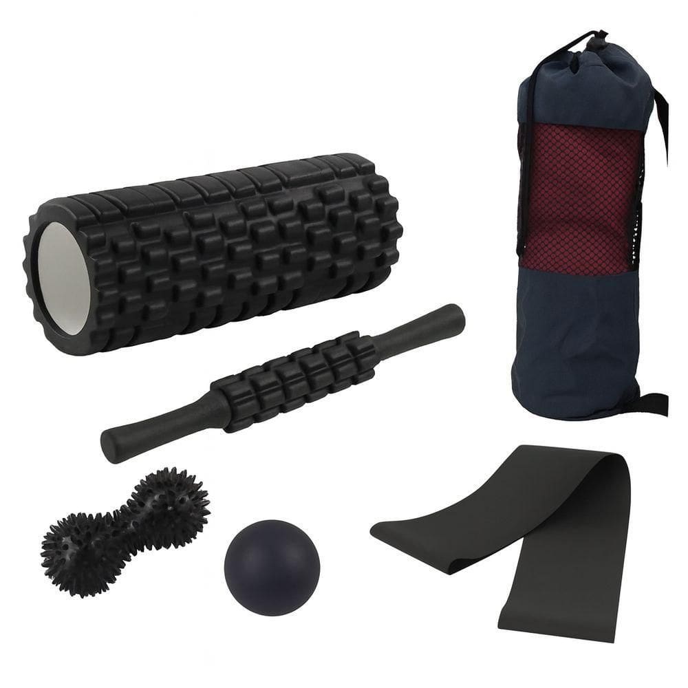 Conjunto De Yoga 5 Peças – Alongamento, Massagem E Recuperação Muscular Em Um Só Kit