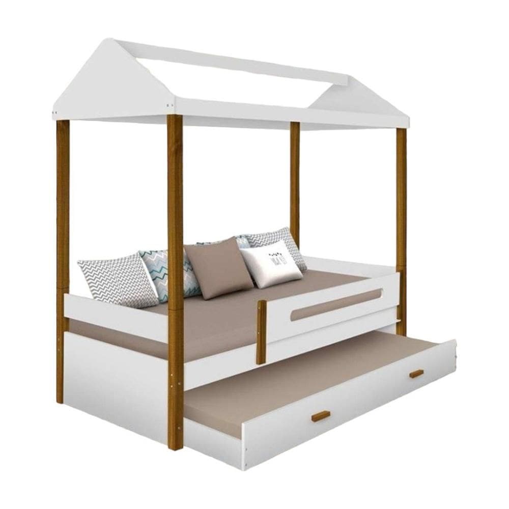 Cama Casa Sara Branca com Auxiliar