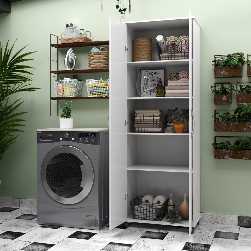 Armário Multiuso Rio Lavanderia 4 Prateleiras Branco