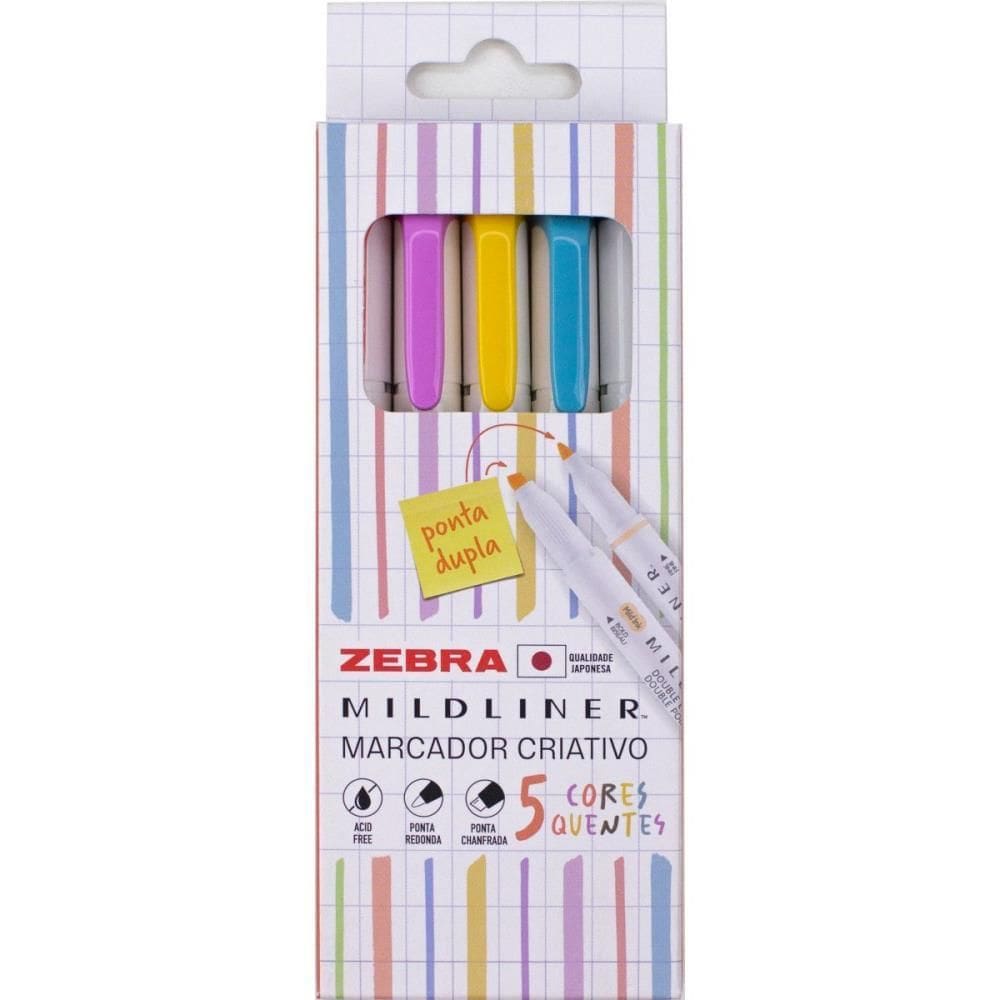 Caneta Marca Texto Mildliner 5 Cores Quentes - Newpen