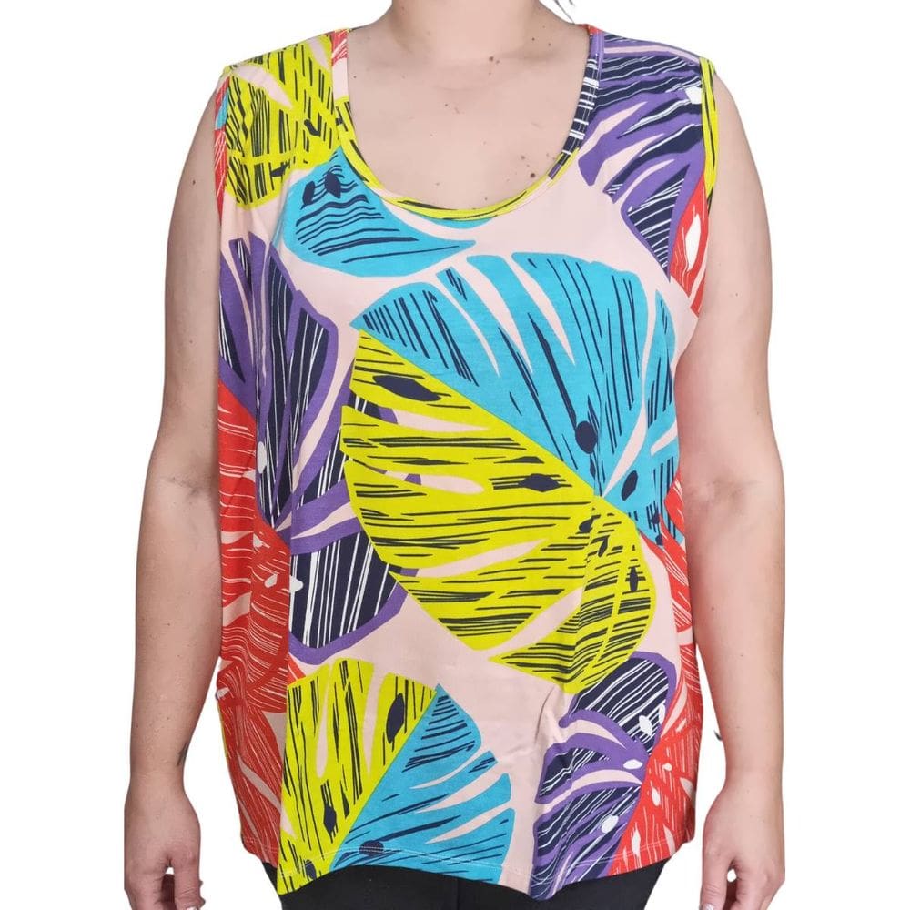 Blusa Regata Feminina Estampa Fajos Plus Size
