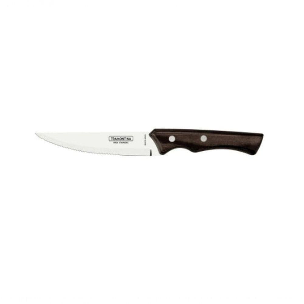 Faca Para Churrasco Jumbo Tramontina Em Inox E Cabo Em Madeira Polywood Castanho 5”