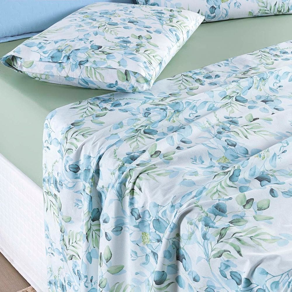 Jogo Cama Lençol Maris Casal Padrão Percalle 200 Fios Estampado 4 Peças Forest Verde