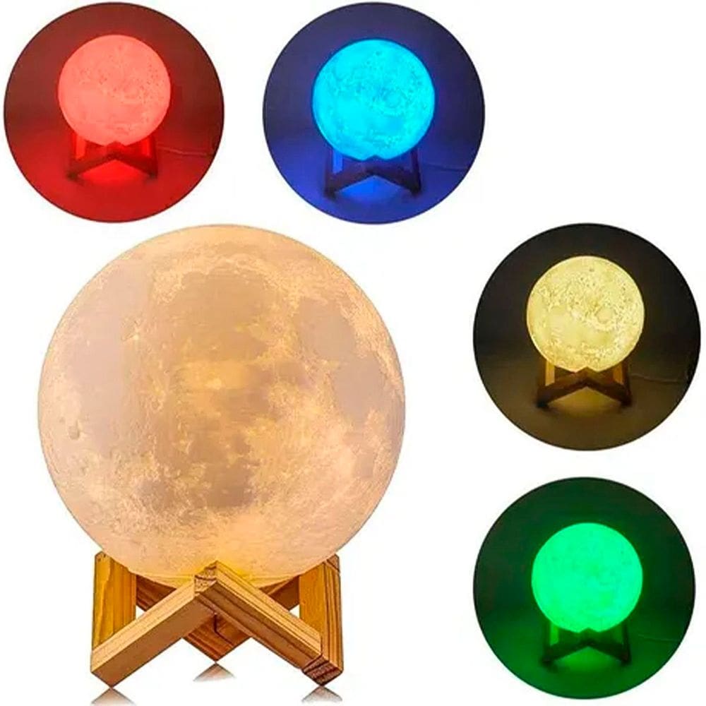 Umidificador Ambiente Lua Cheia Suporte LEDs Multicores 15cm