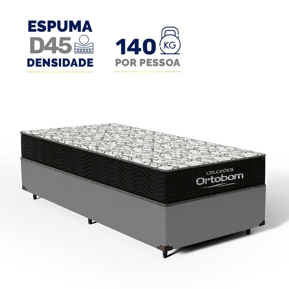Cama Box com Colchão de Espuma D45 Ortobom Airtech 150 Solteiro 88cm