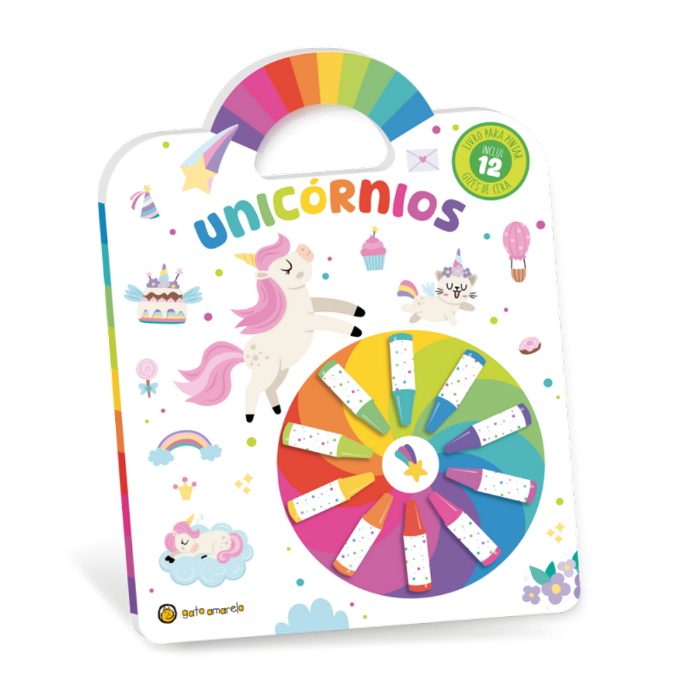 Cata-Vento Colorido - Unicornios: Livro Para Pintar C/ 12 Giz De Cera
