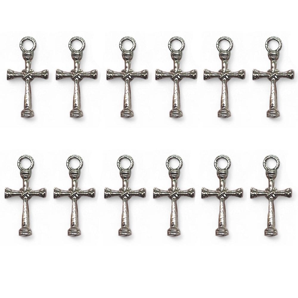Kit 12 Pingentes Cruz Detalhada Prata Proteção Espiritual