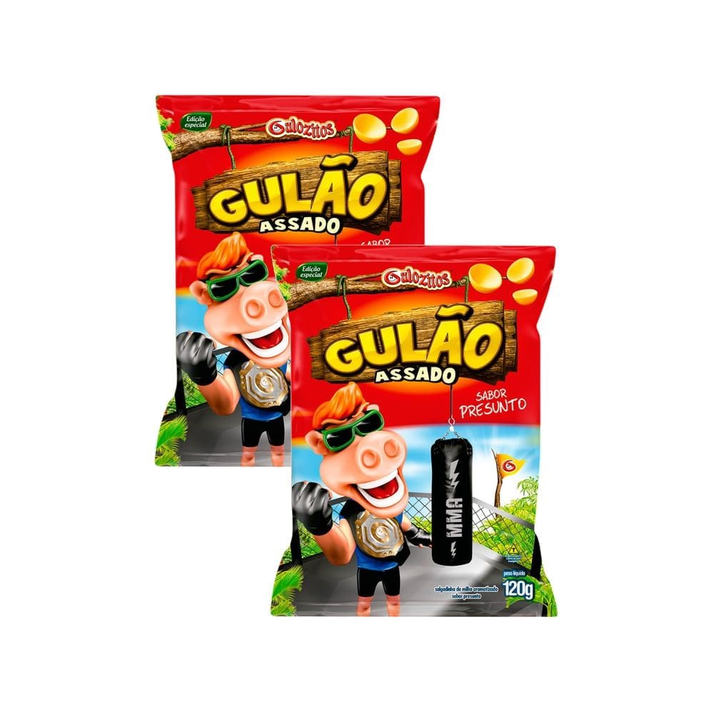 Kit 2 Salgadinho Gulão Assado Presunto 120g