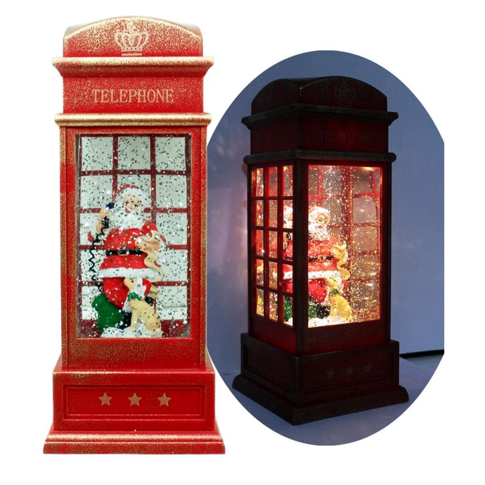 Cabine Telefone Inglês Papai Noel Natal Dog Musical De 26cm