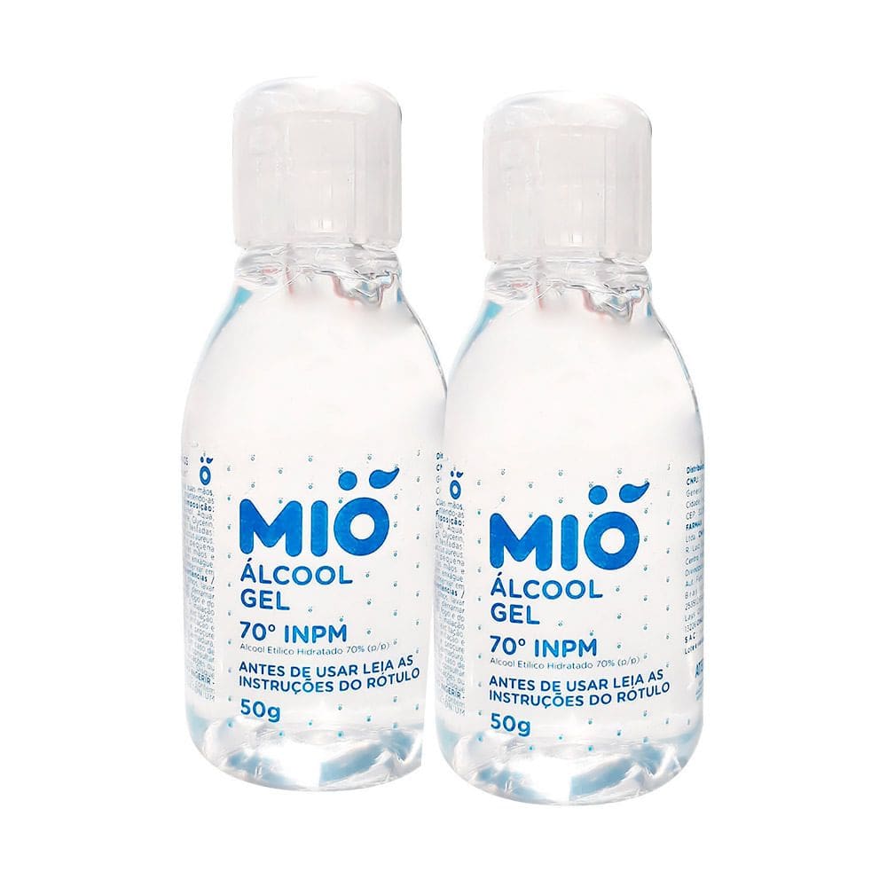 Kit 2 Álcool Gel 70% Mió Antisséptico 50g