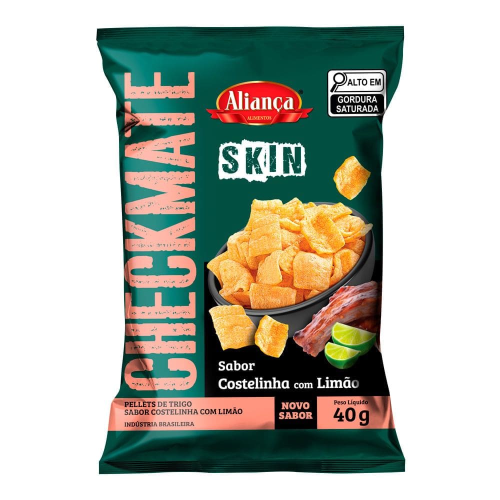 Salgadinho Aliança Checkmate Skin Sabor Costelinha em Limão 40g