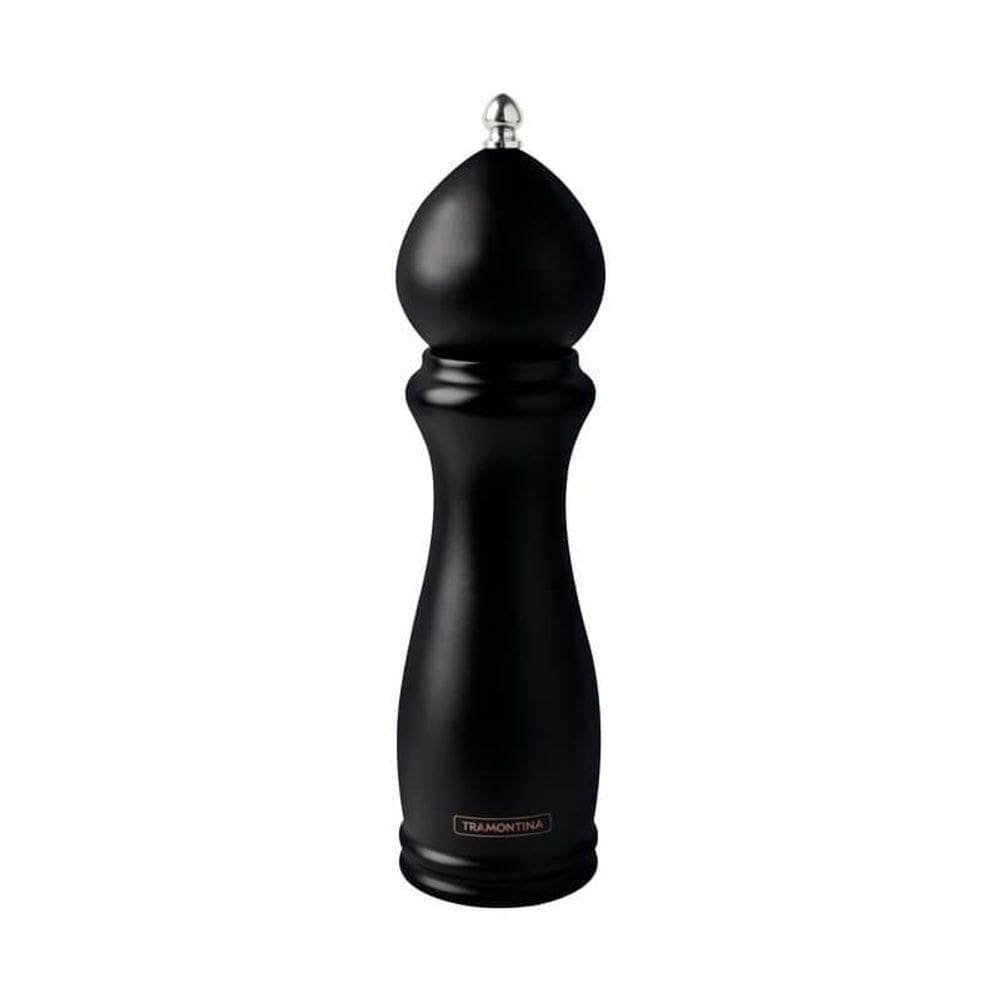 Moedor De Pimenta E Sal Tramontina Churrasco Black Em Cerâmica Com Recipiente De Madeira 8